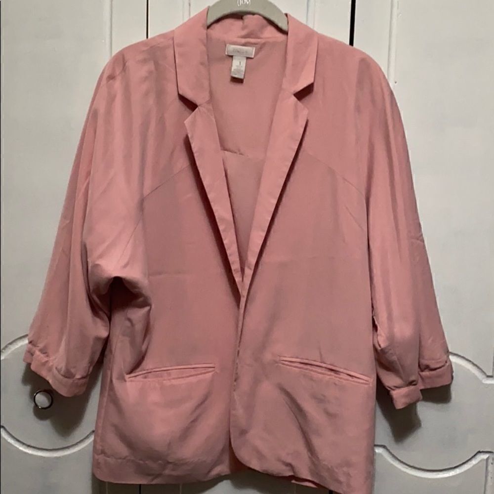 Chico’s open 3/4 sleeve Blazer soft pink size M